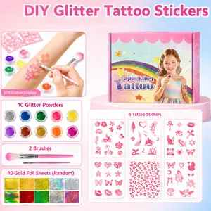 【Summervibes】6 Sheets Glitter Tattoo Stencil Kit with Butterfly, Flower and Trendy Designs,Ideal for Parties, Concerts, Festivals, Kids Events and Graduation Gifts