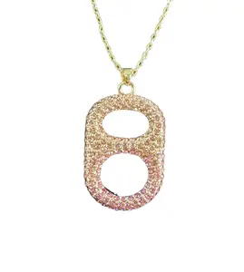 Pink Cherry Ombre Signature Pop Tab Floating Pendant Necklace by Tabulous Brass with 18 karat Gold