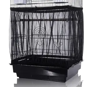 Bird Cage Seed Catcher, Large, Stretchy Mesh Skirt Cover for Parrot Enclosures, Light & Breathable Fabric, Prevents Scatter & Mess, Reusable, Adjustable, Lightweight, Black