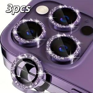 3-Piece Glitter Protective Camera Lens Screen Protector - Suitable for iPhone 17/16/15/14/13/12/11 - Beautiful Camera Cover Screen Protector - Perfect for Boys/Girls/Thanksgiving/Christmas and other holidays Accessories