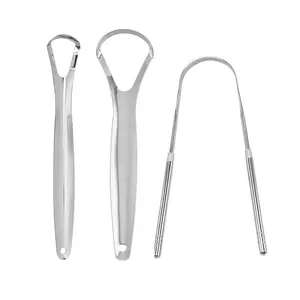 Portable Tongue Cleaning Tool, 3pc Stainless Steel Tongue Scraper, Adult Tongue Cleaner, ongue Scrapers Set, Oral Hygiene Tool for Bad Breath, Tongue Coating, Mouth Clean, Professional Oral Cleaning Tool for Home and Travel Use
