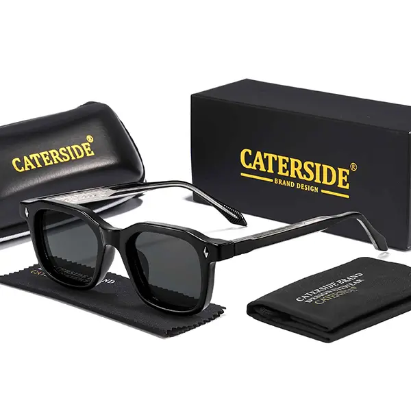 CATERSIDE Men's 1980s Modern Retro Full-Rim PC Sunglasses, Fashion Square Frame, UV400 Protection, Vintage Temple Tips, for Outdoor Travel, Party Gifts, 1980S Modern Men's Sunglasses