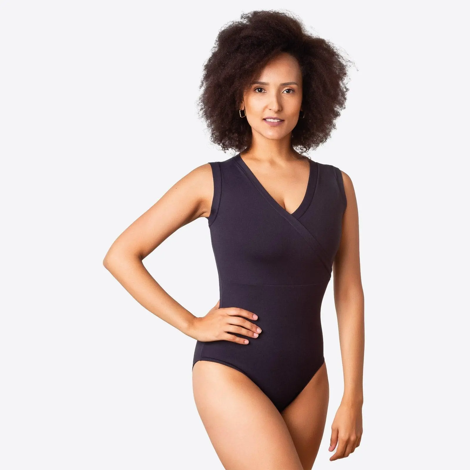 So Danca Adult Curvy Yvette Mock Wrap Front Tank Leotard