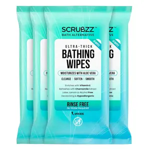 Extra Large Bath Wipes for Adults Bathing No Rinse - 40 Disposable Body Cleansing Wipes for Men & Women - Great for Gym, Camping, Post Surgery
