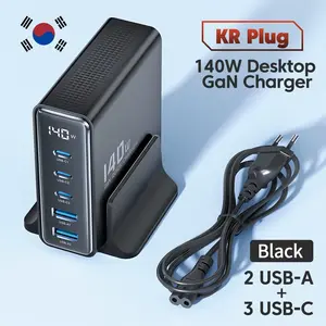 Toocki 140W Gan USB Charger 5In1 Desktop Fast Charge USB Type C Charger LED Display Charger for Iphone Xiaomi Smartphone Laptop toocki