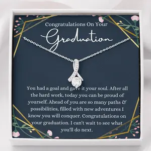 Necklace+Card+Gift Box, College Graduation Gift Necklace For Her, PHD Graduation Gift For Daughter High School Graduation Necklace Gift For Friend