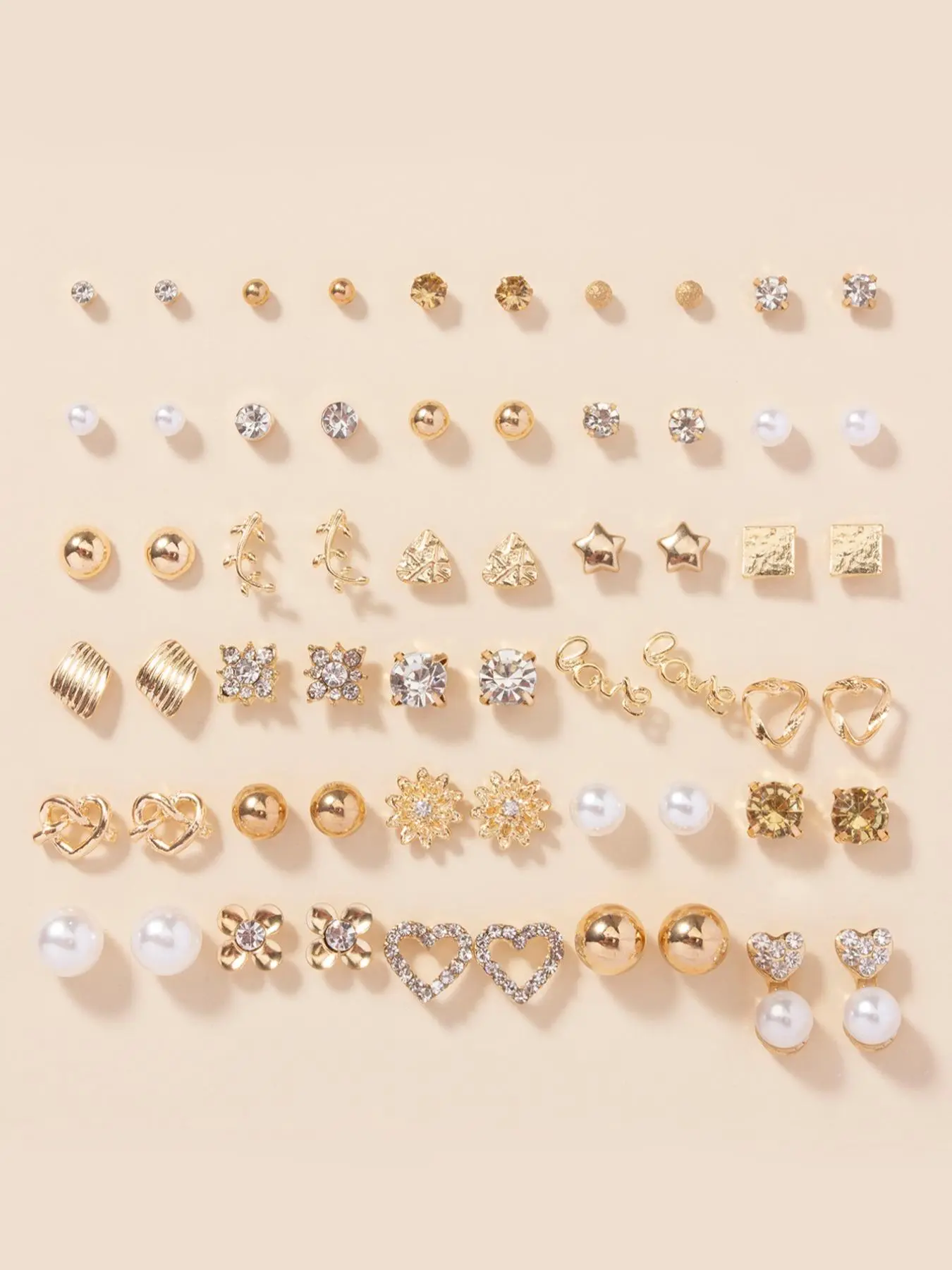 Faux Pearl & Rhinestone Decor Heart Shape Stylish Earrings Set, Earring Stacks, Studs Earrings for Women, Dainty Earrings, Vintage Fashionable Earrings Jewelry Gifts for Women, Cute Accessories As Holiday Gift