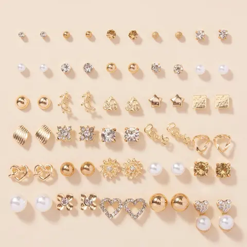 Faux Pearl & Rhinestone Decor Heart Shape Stylish Earrings Set, Earring Stacks, Studs Earrings for Women, Dainty Earrings, Vintage Fashionable Earrings Jewelry Gifts for Women, Cute Accessories As Holiday Gift, Stud Earring Pack