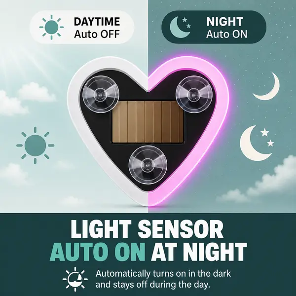 Cute Heart LED Car Window Light, Solar Powered Car Accessories for Women, Romantic Vehicle Decoration Lamp with Color Changing Night Light