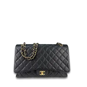 Pre-owned CHANEL Leather Shoulder Bags Black Caviar Maxi Single Flap