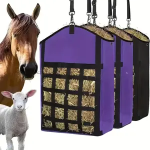 1pc Hay Rack Storage Hanging Bag Horse, Goat Hay Net Slow Feeding Storage Bag Open Feeding Hole Hay Rack Storage Hanging Bag