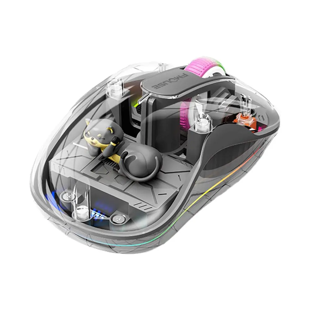 Splicing 3-Mode Wireless Bluetooth Mouse - Ergonomic Luminescent Transparent, Magnetic Doll Design, Secondary Rechargeable, Silent, User-Friendly PC Gaming Office Accessory for Tablets/Laptops, Ideal for Night Studying