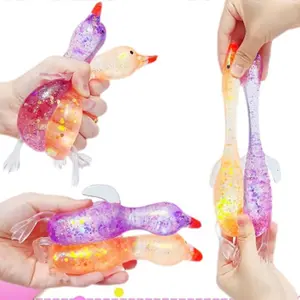 Glowing Sticky Duck Stress Ball, Soft Elastic Squeezable Toy, Anxiety Relief Tpr Sensory Animal Toy, Adhd, Party Gift, Classroom Prize