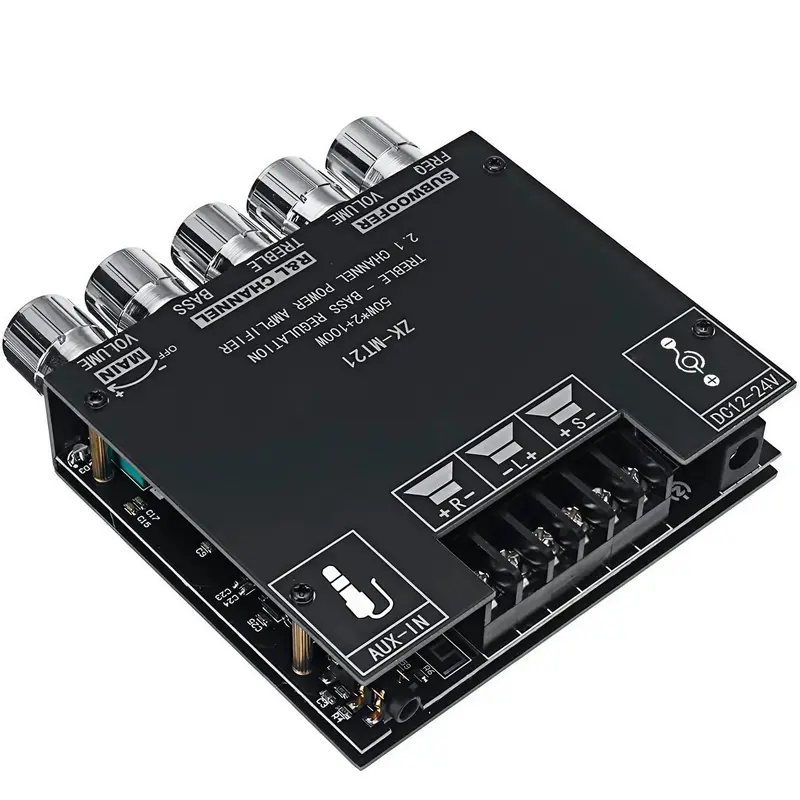 Bluetooth Audio Amplifier Board, Bt Amplifier Board, Power Amplifier Module, 2.1CH 50W+100W Bluetooth Amplifier Board, Hi-Fi Audio with Bass Treble Control, DIY Home Theater Speaker System, Wireless Subwoofer Output Stereo Digital AMP
