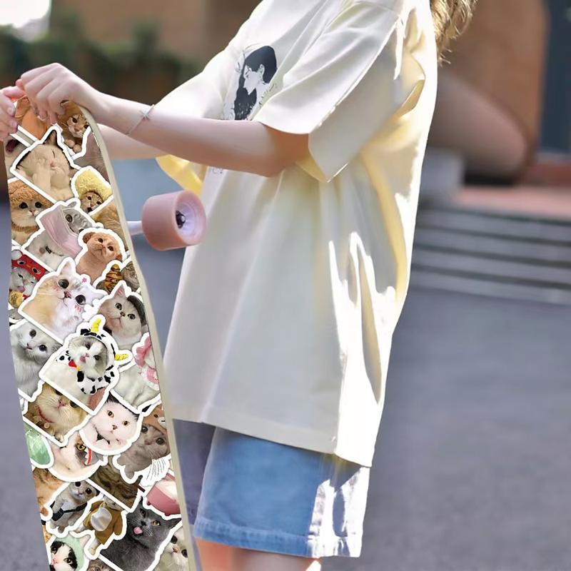 100PCSFunny Cat Meme Stickers for Adults,  Cute Cat Expression Waterproof Vinyl Stickers Pack for Water Bottle, Laptop, Scrapbook, Luggage, Pet Animals Decals, Party Supplies