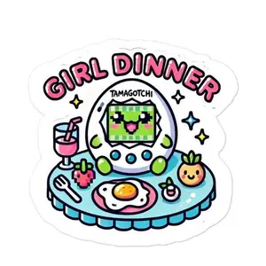 Tamagotchi-Inspired “Girl Dinner” Vinyl Sticker Decor Decorative Ornaments Removable Print