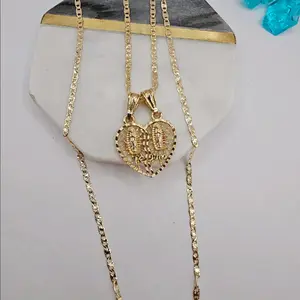 valentine's Day VIRGIN MARY te amo cadena de oro laminado Gold-plated chain heart take 1 or set prices varies