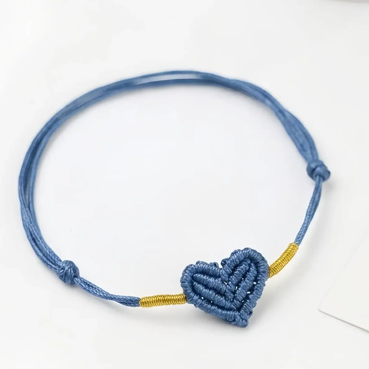 Handmade Woven Blue Heart Couple Bracelet for Men Women Adjustable String Cord Matching Friendship Bracelets Minimalist Braided Rope Jewelry Anniversary Birthday Sweet Valentine Gift