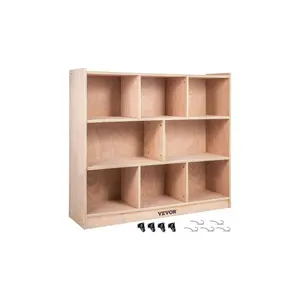 VEVOR Cubby Mobile Tray Storage Cabinet, 8-Compartment Cubby Storage Shelf, Cubby Storage Cabinet 3-shelf, Classroom Cubbies, Classroom Furniture for Home, Daycare and Preschool, Natural