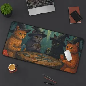 Cat Wizard Magic the Gathering, MTG Playmat, MTG Gift, Cat Witch Deskmat, Gaming Deskmat, MTG Accessories Play Mat