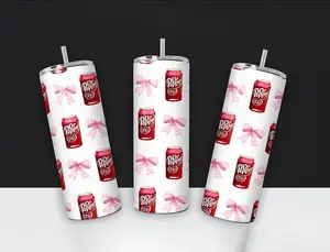 Dr Pepper Pink Coquette Tumbler, 20oz Tumbler  Drinkware Bottle Stainless Steel Stylish Water Bottles Cup  Lid Bottled