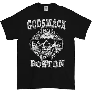GODSMACK BOSTON SKULL T-SHIRT NEW BLACK TEE Unisex Cotton T-Shirt