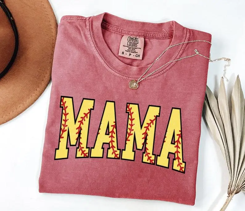 Comfort Colors Cute Softball Mama Shirt, Mothers Day Gift For Softball Mom, Gift For Softball Lover Mom Shirt, Softball Season Mom Shirt