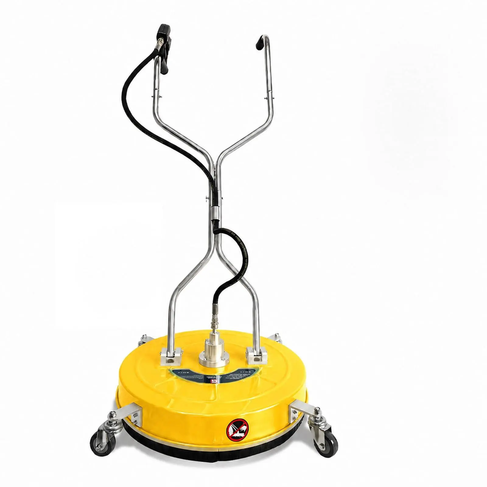 24 in Pressure Washer Surface Cleaner with 4 Wheels, 4900PSI Surface Cleaner Attachment, Stainless Steel Dual Handle Surface Cleaner for Concrete Driveway Sidewalk Deck Patio, Yellow