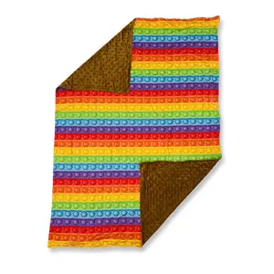 Rainbow Color Minky Blanket - 29" by 43 inches - Kids Size