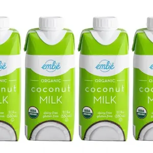 Embe Organic Coconut Milk 4 Pack Bundle USDA Organic Dairy-Free Gluten-Free 11.1 fl oz Each Milky Protein Calcium Natural