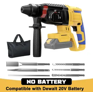 FunnyWhale SDS Cordless Rotary Hammer Drill Compatible with Dewalt 20V Battery(NO Battery) Brushless Motor, Safety Clutch, 4 Functions with 5 Drills and Carrying Bag for Concrete/Masonry/Wood/Metal