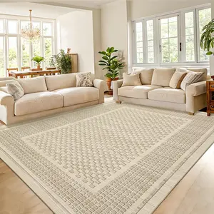 Modern Geometric Printed Soft Washable Area Rug with Low Pile Non-Shedding Design for Kitchens Hallways Living Rooms