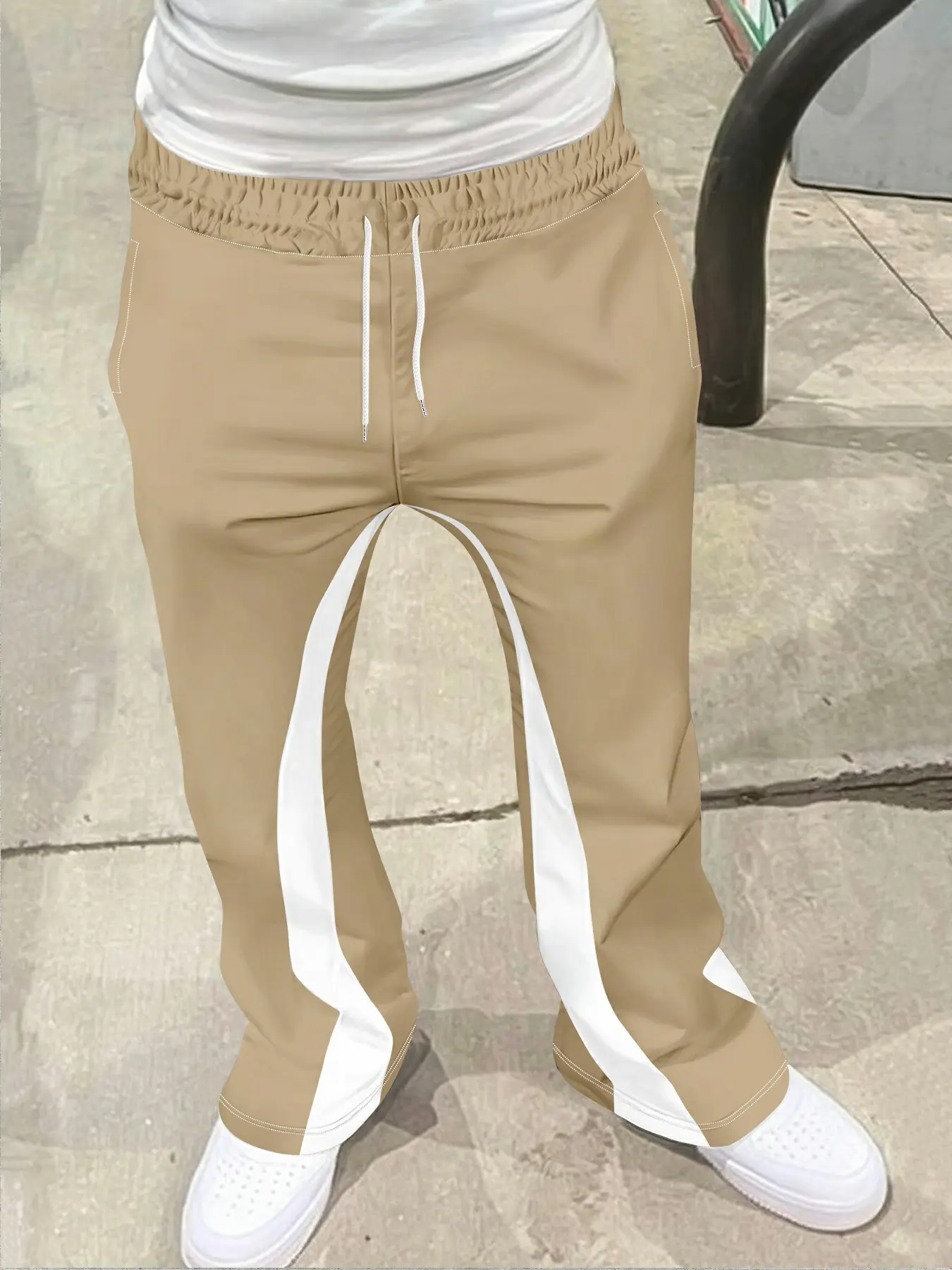 Men's Loose Fit 3D Print Bell Bottom Pants, Casual Sporty Streetwear, Hip Hop Vintage Long Pants, All Seasons Fashion, Casual Streetwear Trousers