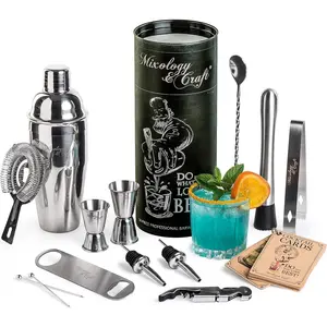 Mixology Bartender Kit: 14-Piece Cocktail Shaker Set - Bar Tool Set for Home and Professional Bartending - Martini Shaker Set with Drink Mixing Bar Tools - Exclusive Cocktail Picks and Recipes Bonus Mixology & Craft