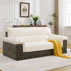 80'' Boneless Loveseat Sofa, Oversized Cloud Deep Seat Couch, Upholstered Chenille Memory Foam Love seat Sofa for Living Room, No Assembly, Brown