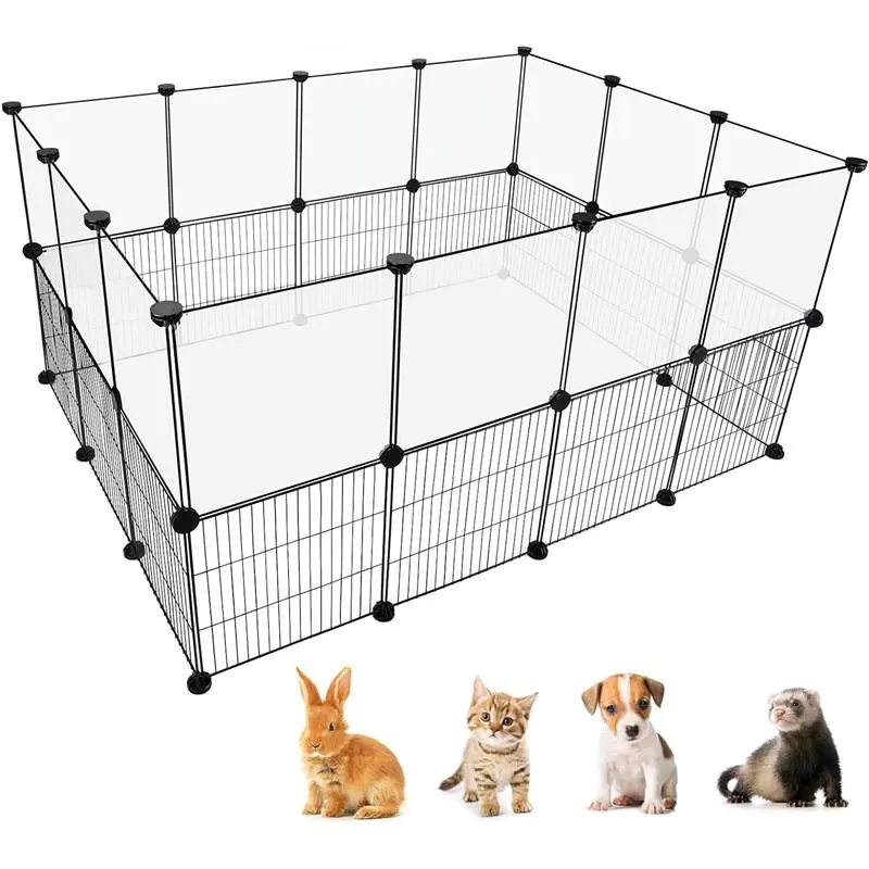 Rabbit Playpen, DIY Indoor/Outdoor Pet Fence, Portable Metal Wire/Transparent Clear, for Small Animals
