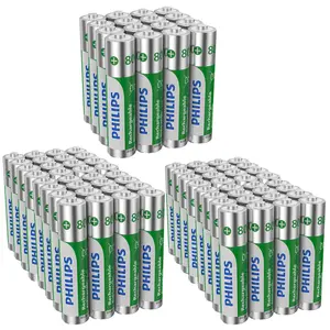 PHILIPS Rechargeable AAA Batteries 80 Pack, 1.2V 800mAh NiMH Triple A 3A Battery Pre-Charged, Recharge up to 500x