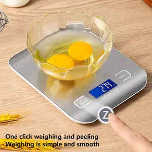 Food Scale 11lb Digital Kitchen Scale with 6 Units LCD Display Tare Function Compact Design for Baking Healthy Cooking Meal Prep 304 Stainless Steel Auto On Off