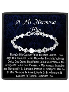 To Daughter Interlocking Heart Tennis Bracelet Birthday/Coming-of-Age/Anniversary Gift With Inspirational Message