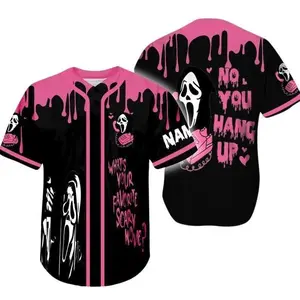 Ghostface Scream Halloween Baseball Jersey, Scary Movie Character Ver 3 Unisex Baseball Shirt, Spooky Season Costume, Gift for Her & Him Friends , trendy baseball jersey