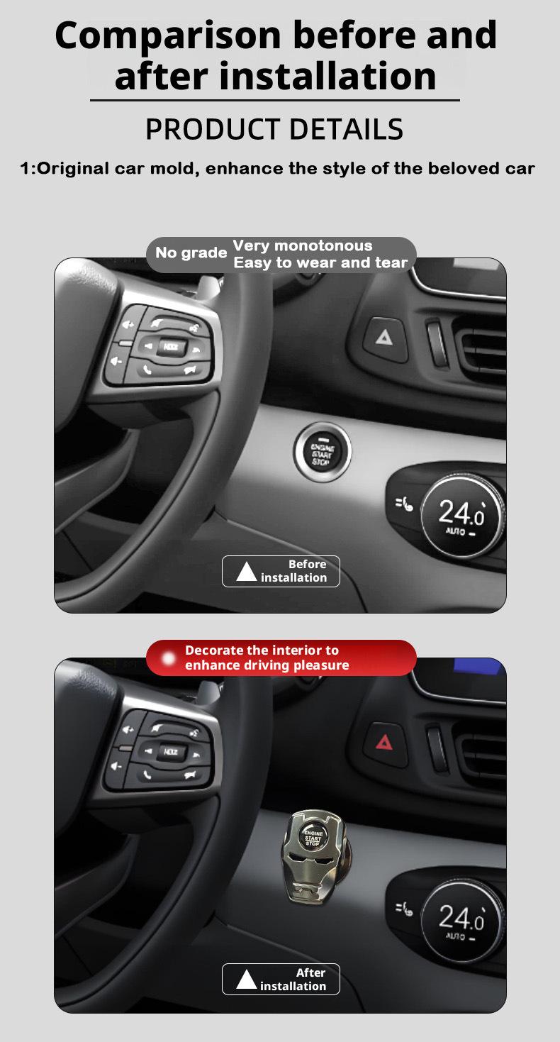 Futuristic Mecha Push to Start Button Cover - 3D Metal Ignition Switch Protector, Cool Car Accessories & Interior Decor