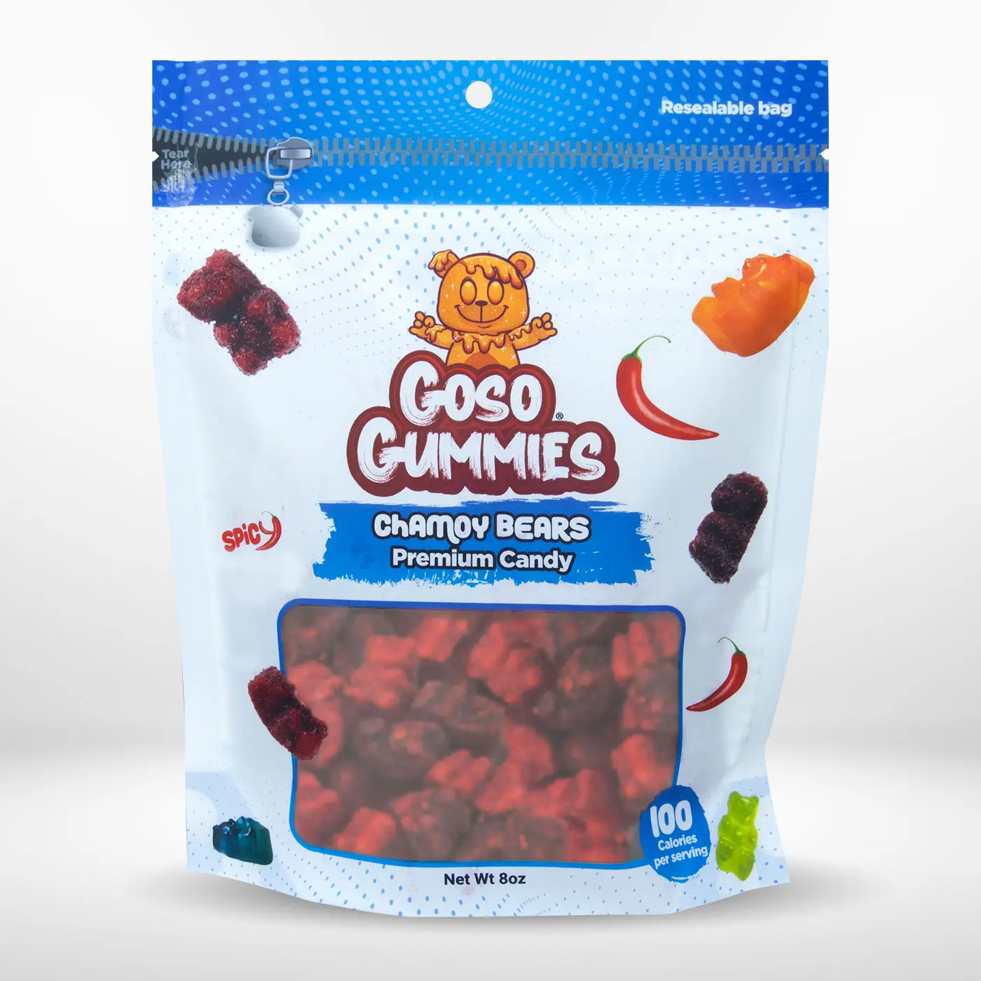 Goso Gummies Spicy Chamoy Gummy Bears - 8 Oz Bag - Spicy & Juicy Snack