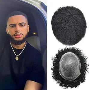 【TIMIA】Black Men's Wig, Black Men's Wig, All PU Material, Human Hair, Men's Braided Wig, Men's Wig, 8X10 6MM #1B, Deep Black