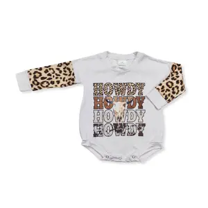 Western HOWDY Leopard Print Baby Girl Romper