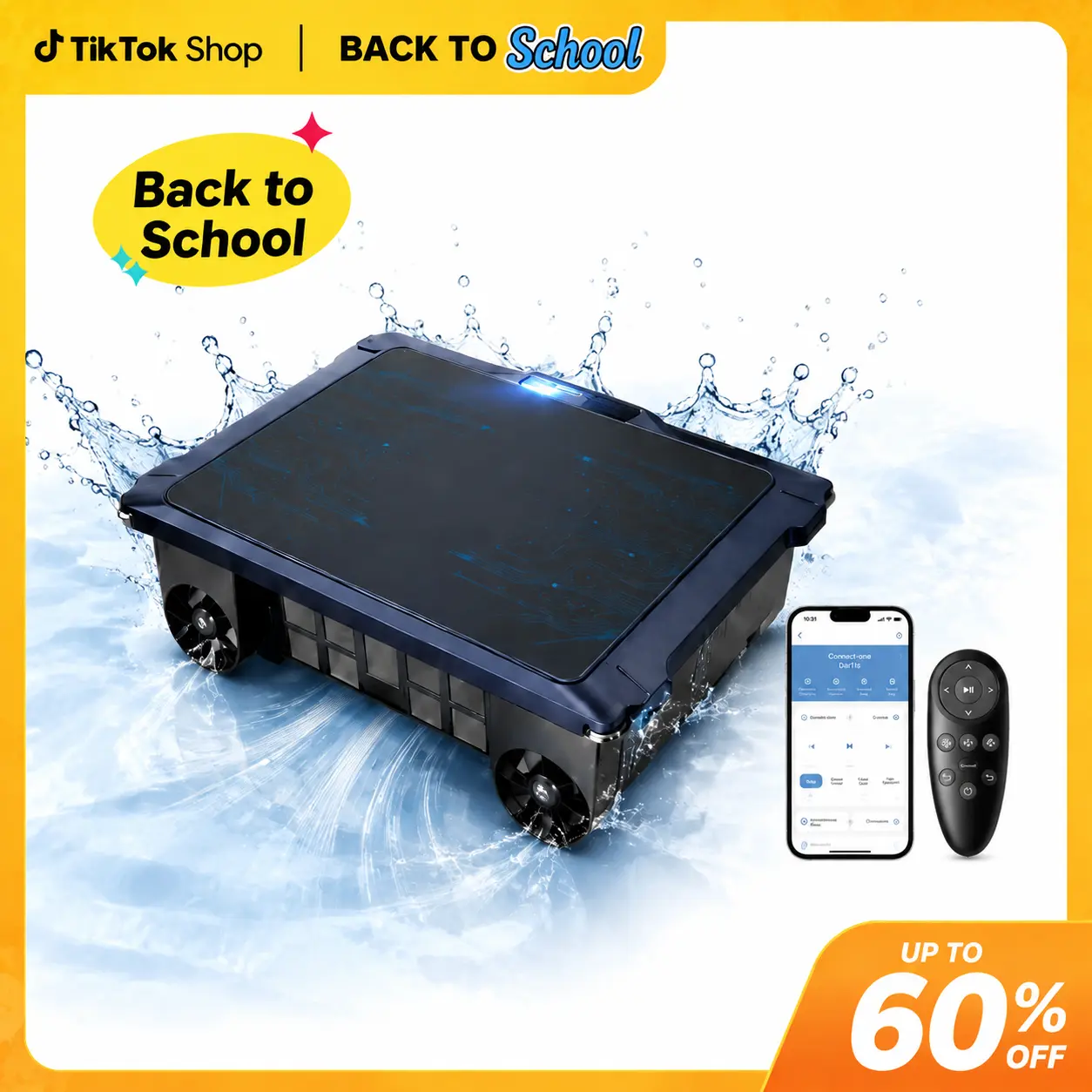 [BackToSchool]2026 New T2B Robotic Solar Pool Skimmer with App & Remote,24/7 Automatic Surface Cleaner,22H Battery Life,Dual Charging Modes,Auto Parking & Smart Nav,Salt-Chlorine Motors,Built-in Chlorine Dispenser,Ideal for Most Swimming Pool Type