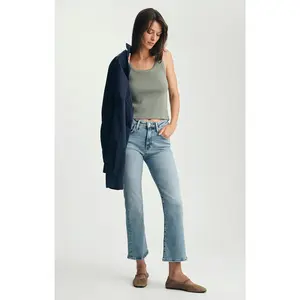 ANIKA CROPPED FLARE IN LIGHT BRUSHED FLEX BLUE