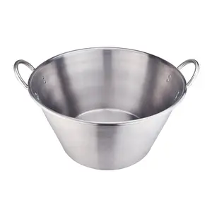 ARC 41QT Heavy Duty Stainless Steel  Cazo  Wok -  21" Large Capacity Pot for Frying Carnitas,Braising & Widespread Cooking