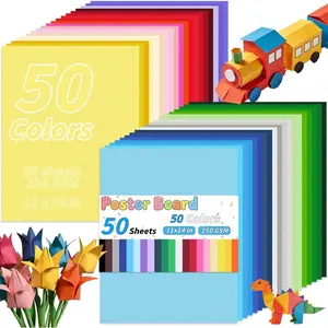 50 Colors Poster Board, 11x14 Inch Colored Poster Paper 250 GSM 50 count Thick Cardstock for School Projects, Vision Boards, Signs, Notices, Art Crafts & Event Displays