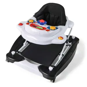 Adjustable 6-in-1 Baby Walker - Toddler Activity Center with Musical Toy Tray, Multi-Function Infant Walker & Play Table for Boys & Girls, Ideal Newborn Gift