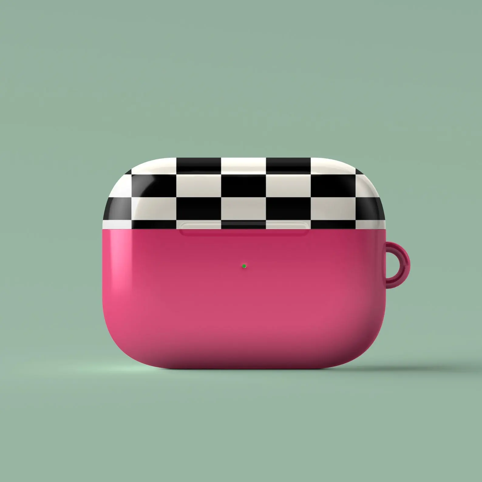 Pink Checkerboard AirPods Case, Black White Check Pattern AirPods Cover, Y2K Aesthetic, Protective Hard Case, Stocking Stuffer, Clip Included